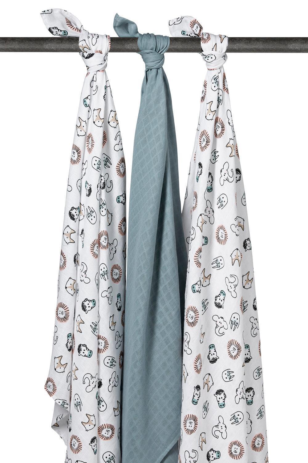 Meyco Muslin Swaddle 3-pack Organic Cotton - Animal - 120x120cm - Mari Kali Stores Cyprus Meyco Muslin Swaddle 3-pack Organic Cotton - Animal - 120x120cm - Mari Kali Stores Cyprus