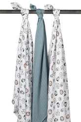Meyco Muslin Swaddle 3-pack Organic Cotton - Animal - 120x120cm - Mari Kali Stores Cyprus