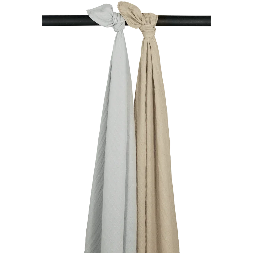 Meyco Muslin Cloths Pre-washed Muslin 2 Pack Light Grey/Sand Meyco Muslin Cloths Pre-washed Muslin 2 Pack Light Grey/Sand