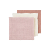 Meyco 3 Pack Muslin Cloths Pre-washed Muslin Soft Rose/Rose/Natural