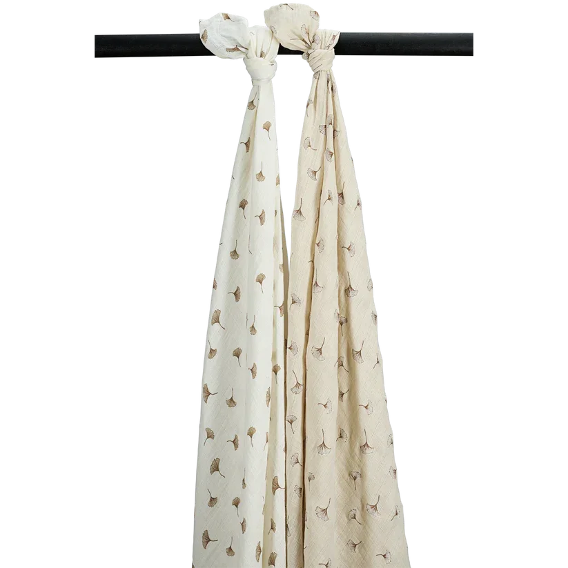 Meyco Muslin Cloths Pre-washed Muslin Ginkgo Offwhite/Soft sand Meyco Muslin Cloths Pre-washed Muslin Ginkgo Offwhite/Soft sand