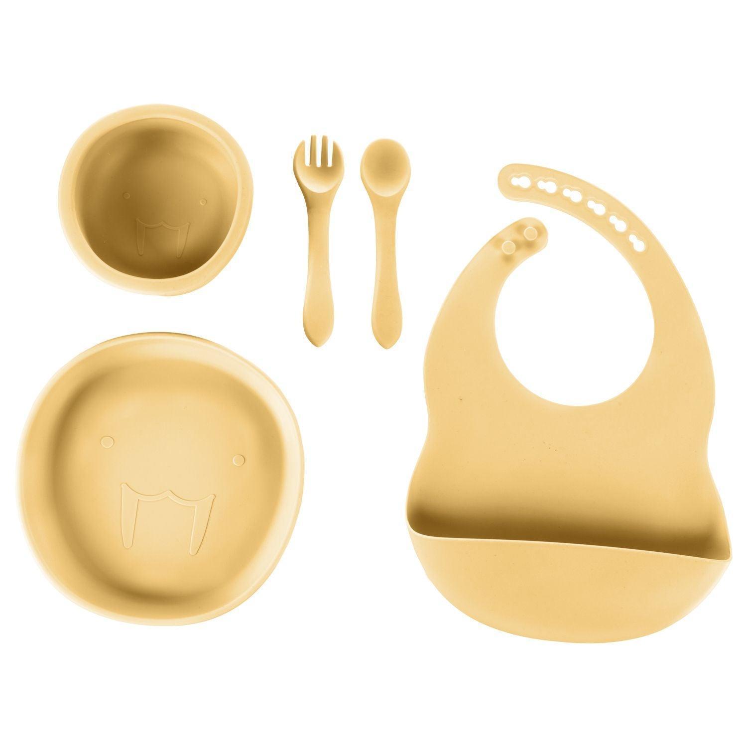 5-Piece Silicone Baby Feeding Set - Bowl, Plate, Spoon, Fork & Bib - Mari Kali Stores Cyprus 5-Piece Silicone Baby Feeding Set - Bowl, Plate, Spoon, Fork & Bib - Mari Kali Stores Cyprus