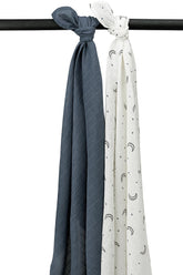 Meyco Baby Swaddle 2-Pack - Muslin Indigo (120x120cm) - Mari Kali Stores Cyprus