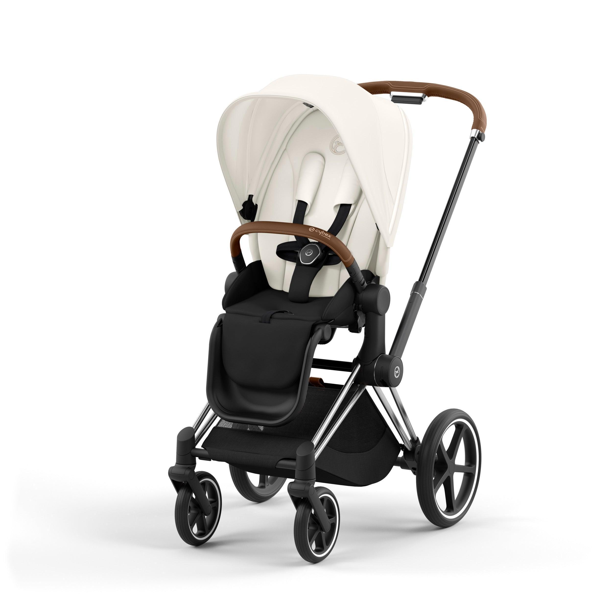 CYBEX Priam Baby Stroller in Offwhite & Chrome Brown frame CYBEX Priam Baby Stroller in Offwhite & Chrome Brown frame