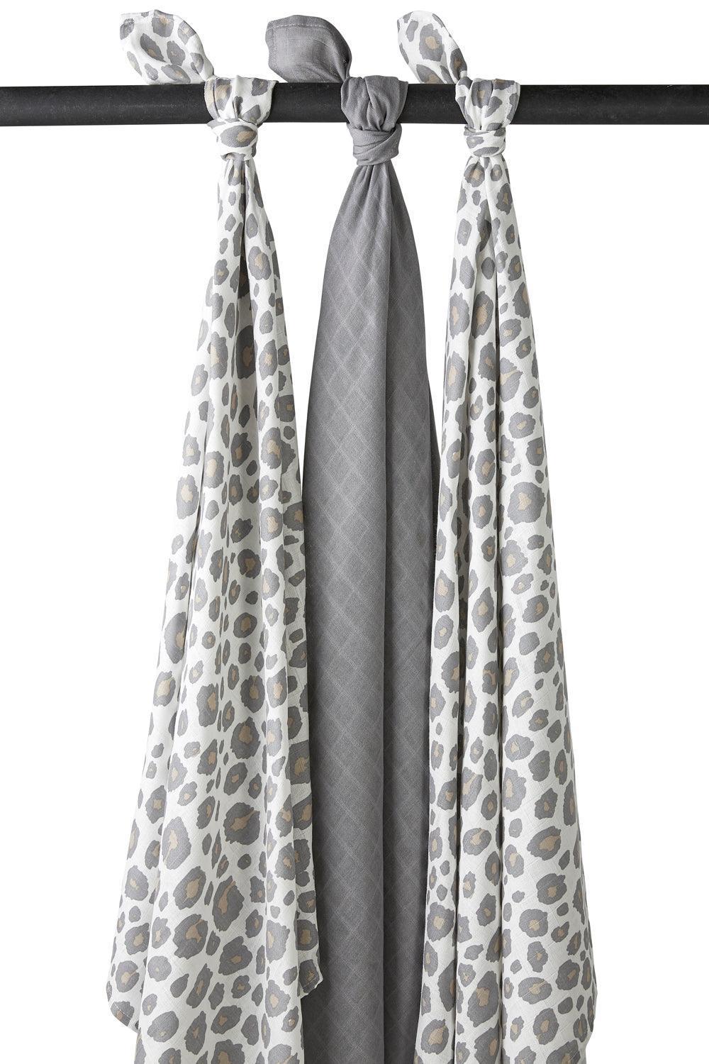 Meyco Muslin Swaddle 3-pack Organic Cotton - Panther/Grey - 120x120cm - Mari Kali Stores Cyprus Meyco Muslin Swaddle 3-pack Organic Cotton - Panther/Grey - 120x120cm - Mari Kali Stores Cyprus