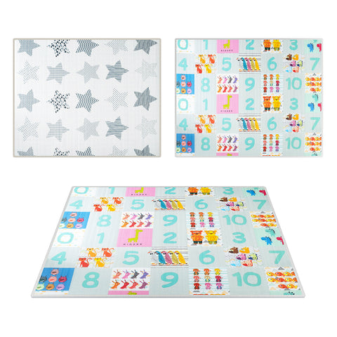 Kidsee Play foam playmat Rol Double Side Grey Stars and Numbers  150x180x1.5cm
