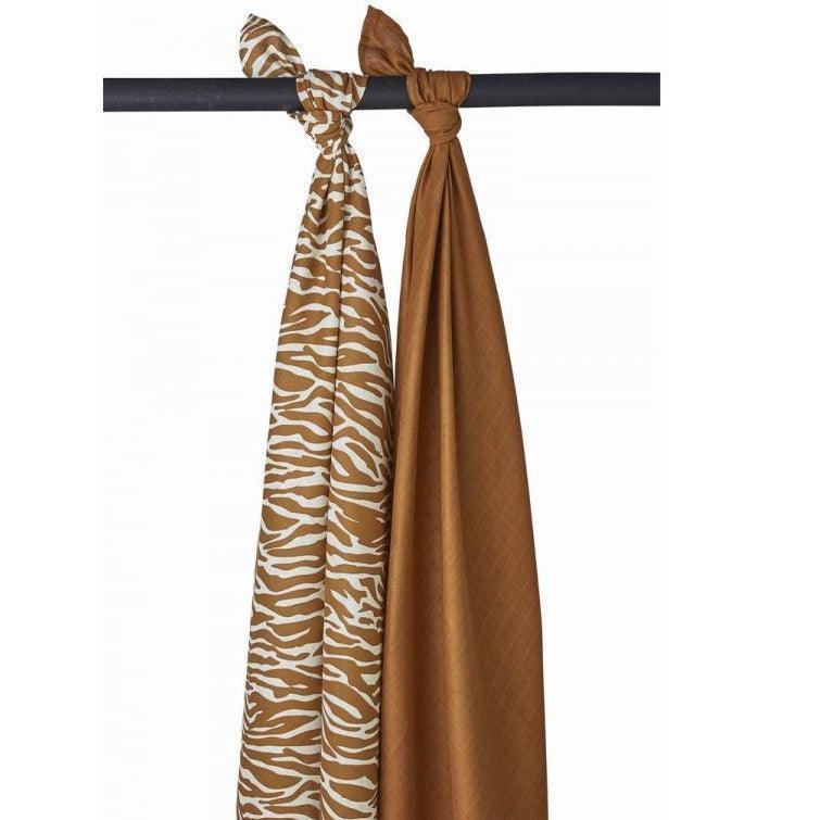 Meyco - Meyco Muslin Swaddle 2-pack Organic Cotton - Camel Zebra - 120x120cm - Mari Kali Stores Cyprus Meyco - Meyco Muslin Swaddle 2-pack Organic Cotton - Camel Zebra - 120x120cm - Mari Kali Stores Cyprus
