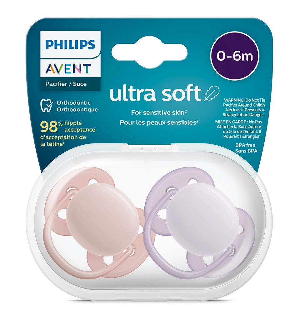 Avent ultra soft Soother 0-6m Girl x 2