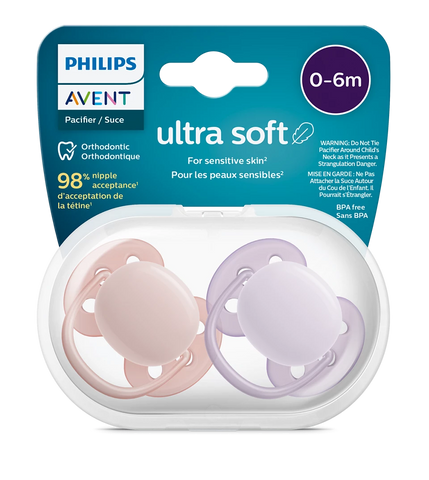 Avent ultra soft Soother 0-6m Girl x 2