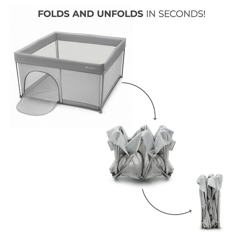 Kinderkraft Playpen Ziki 126x126 cm Quick Fold, Travel-Friendly & Sturdy
