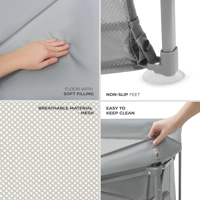 Kinderkraft Playpen Ziki 126x126 cm Quick Fold, Travel-Friendly & Sturdy