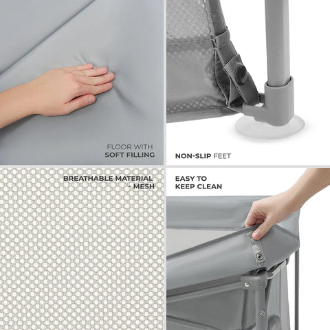 Kinderkraft Playpen Ziki 126x126 cm Quick Fold, Travel-Friendly & Sturdy