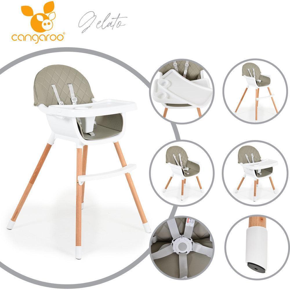 Cangaroo Baby Wooden Highchair 2 in 1 Gelato - Mari Kali Stores Cyprus