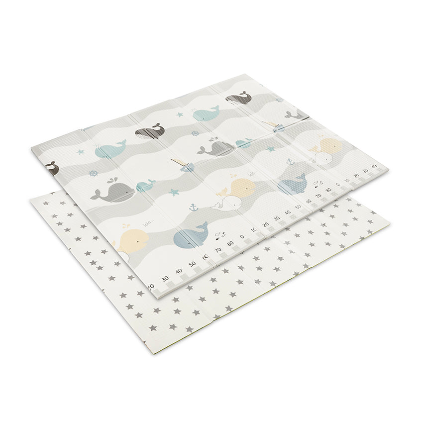 Double sided Children PlayMat 180x200x1cm Foldable Waves & Stars