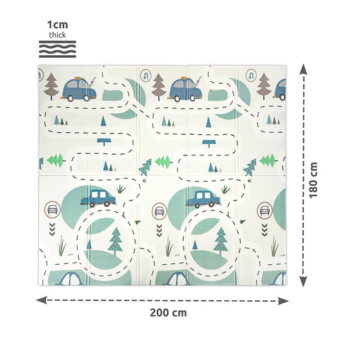Double sided Children PlayMat 180x200x1cm Foldable City & Stars