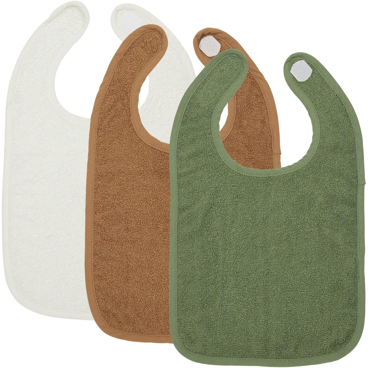 Meyco Baby Bib 3-Pack - Terry Uni Offwhite, Forest Green Toffee - Mari Kali Stores Cyprus
