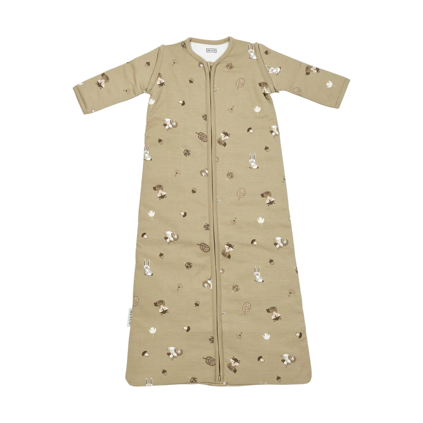 Meyco Baby sleeping bag with zip-off sleeves Forest Animals Sand 90 cm