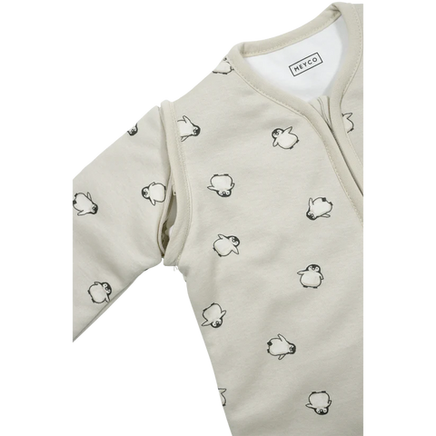 Meyco Sleeping bag with detachable sleeves interlock jersey Penguin Soft sand 70 cm