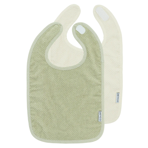 Meyco Bib Velcro Popcorn 2 Pack 25x34cm Natural/Soft Olive
