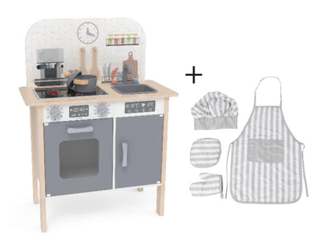 Classic wooden kitchen for kids with extended accessories + FREE textile 4 set