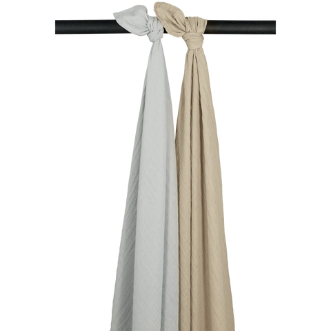 Meyco Muslin Cloths Pre-washed Muslin 2 Pack Light Grey/Sand