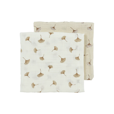 Meyco Muslin Cloths Pre-washed Muslin 2 Pack 70x70cm Ginkgo Offwhite/Soft sand