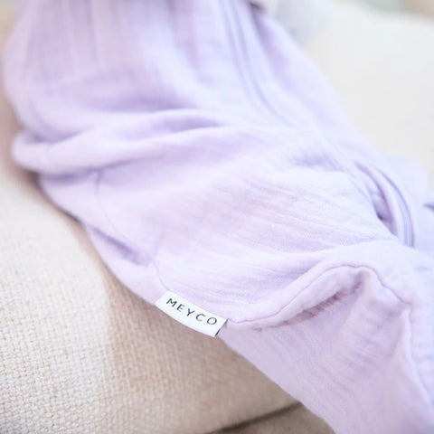 Meyco Sleeping Bag Jumper Pre-washed Muslin Soft Lavender 0.5 tog 92cm