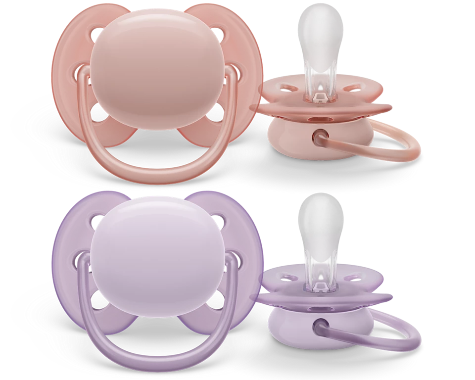 Avent ultra soft Soother 0-6m Girl x 2