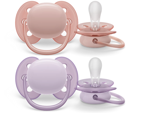 Avent ultra soft Soother 0-6m Girl x 2