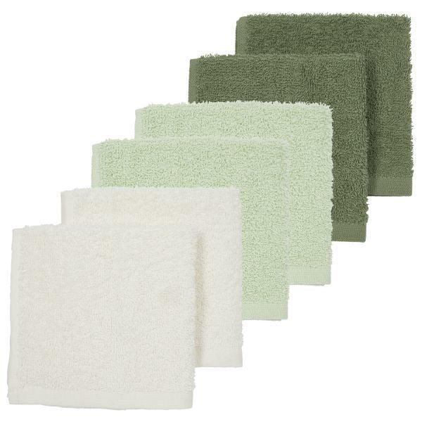 Meyco Facecloth 6-pack Terry Uni - Offwhite/soft Green/forest Green - 30x30cm - Mari Kali Stores Cyprus