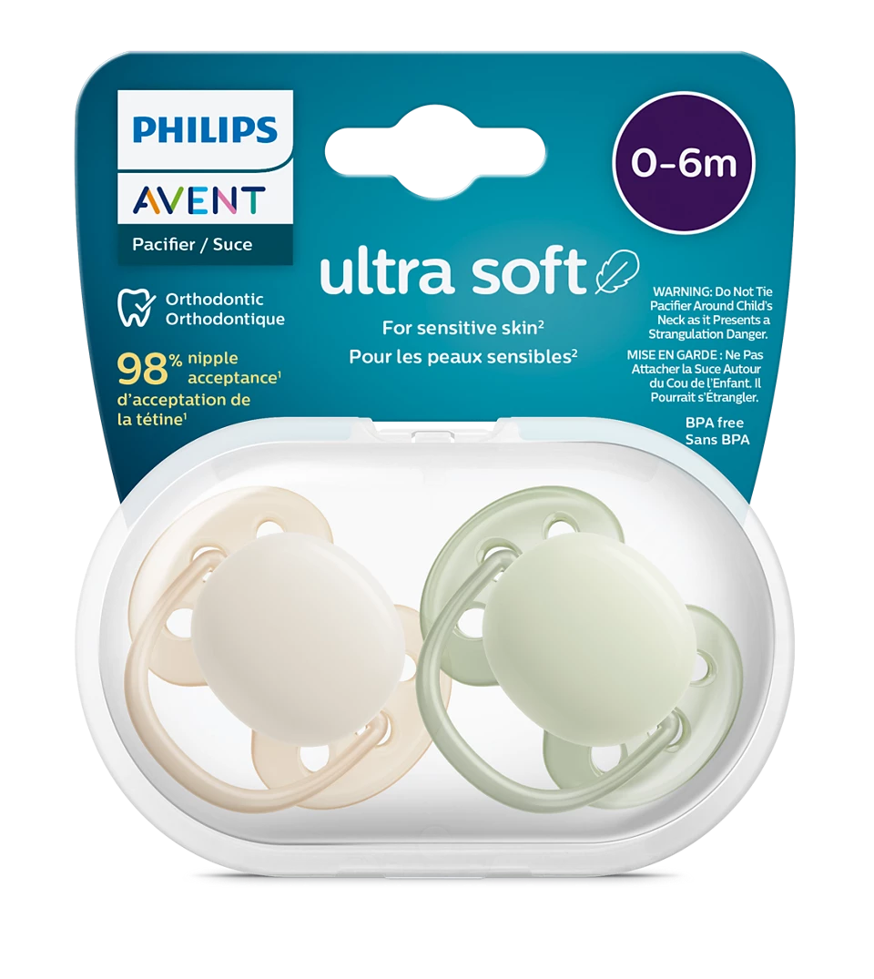 Philips Avent ultra soft Pacifier 0-6m Soft Boy x 2