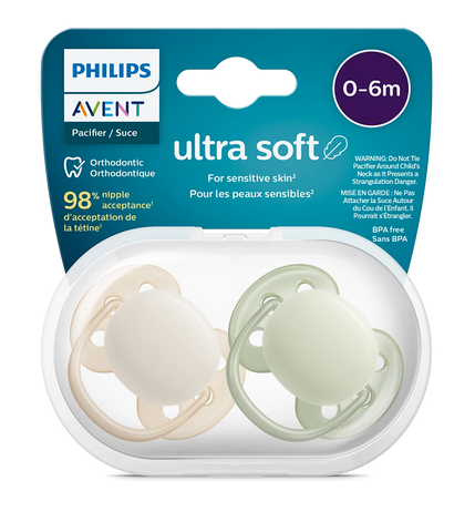 Philips Avent ultra soft Pacifier 0-6m Soft Boy x 2