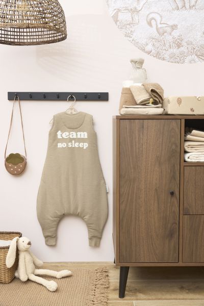 Meyco Baby Winter Sleep Overall Jumper Slub/team No Sleep - Taupe/offwhite - 92cm