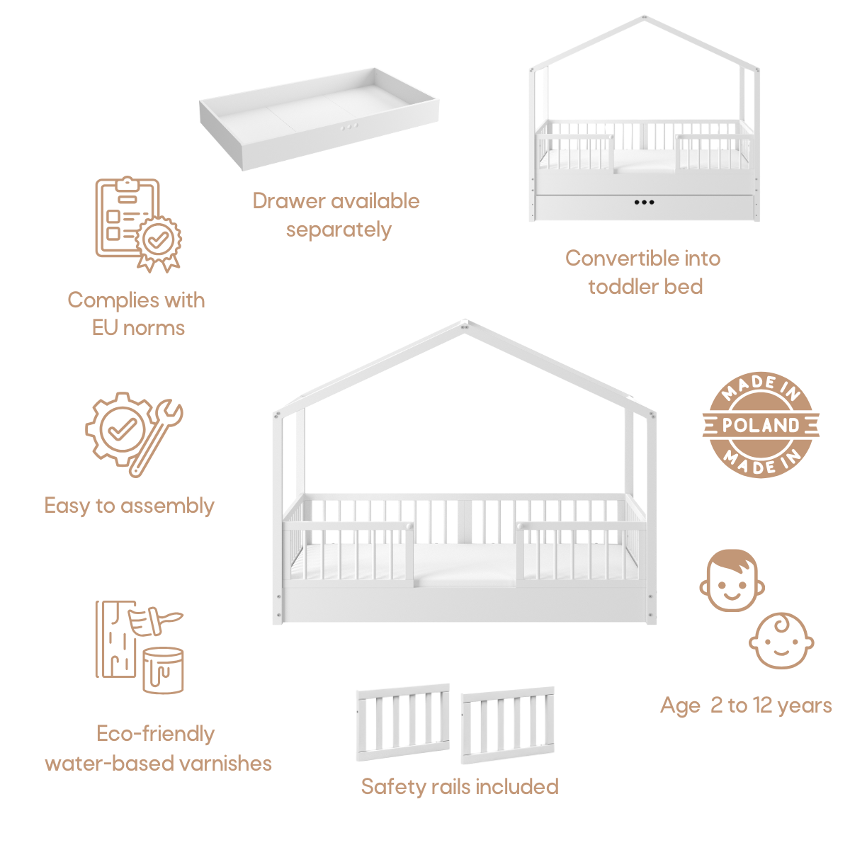 Bellamy Dream Nest snow drawer 80x160