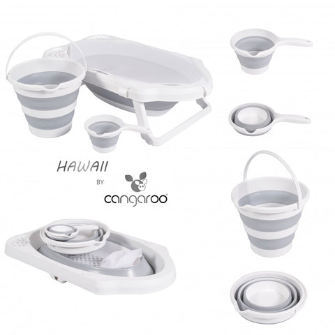 Cangaroo Hawaii 4-Piece Baby Bathing Set – Foldable Bathtub, Bucket, Watering Can & Baby Support Net