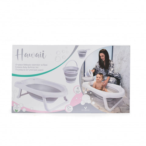 Cangaroo Hawaii 4-Piece Baby Bathing Set – Foldable Bathtub, Bucket, Watering Can & Baby Support Net