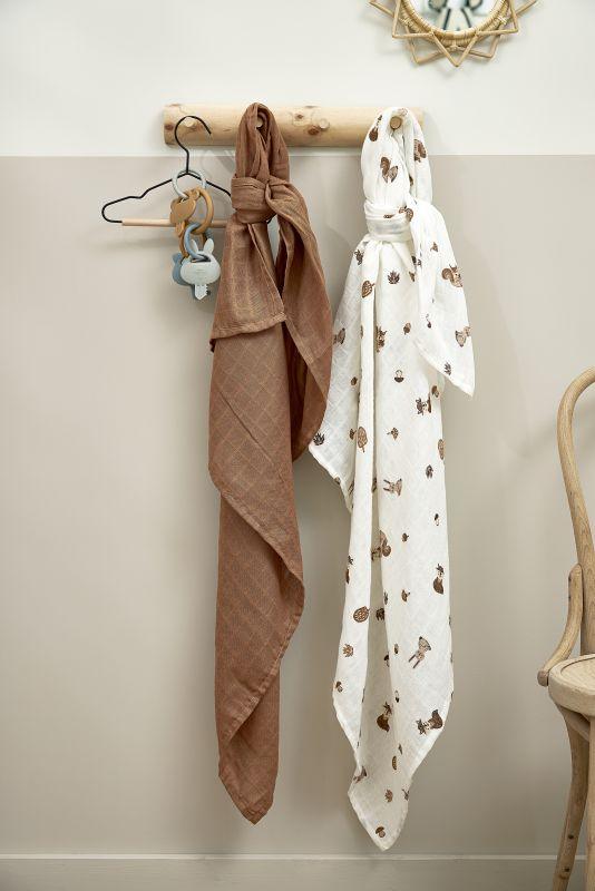 Meyco Baby Swaddle 2-Pack - Forest Animals & Toffee (120x120cm) - Mari Kali Stores Cyprus
