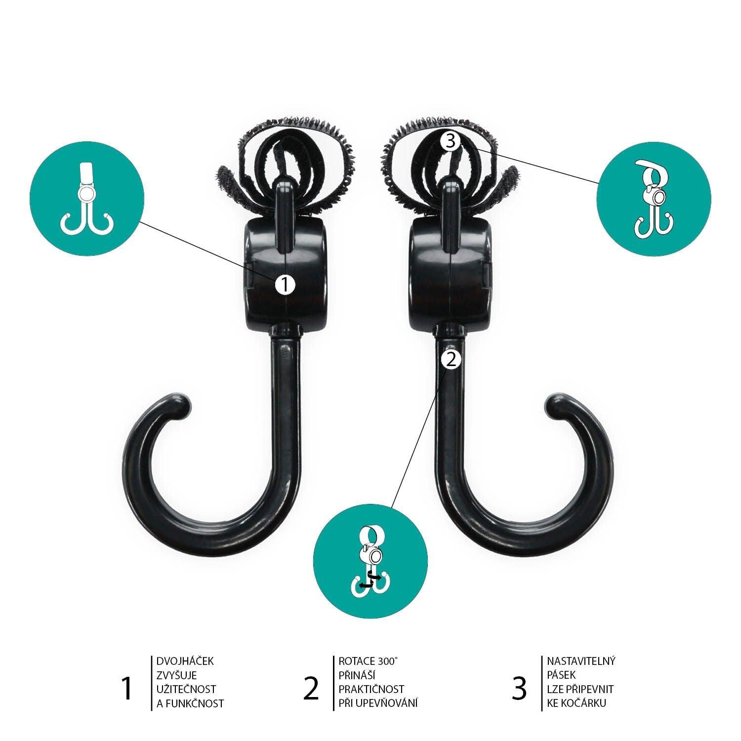 Zopa Double stroller hook 2pcs, Black