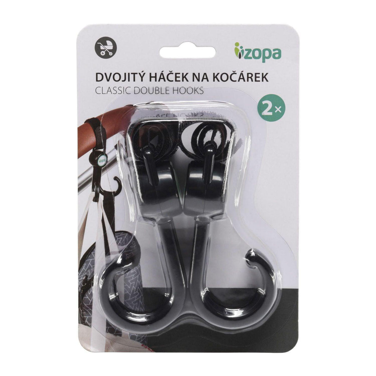 Zopa Double stroller hook 2pcs, Black