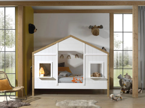 BABS Kids House Bed 90x200 cm  Style Bed with Roof & Windows