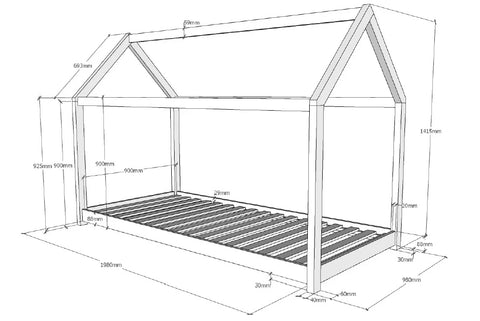 Cabane Junior Bed White,  90x200 cm