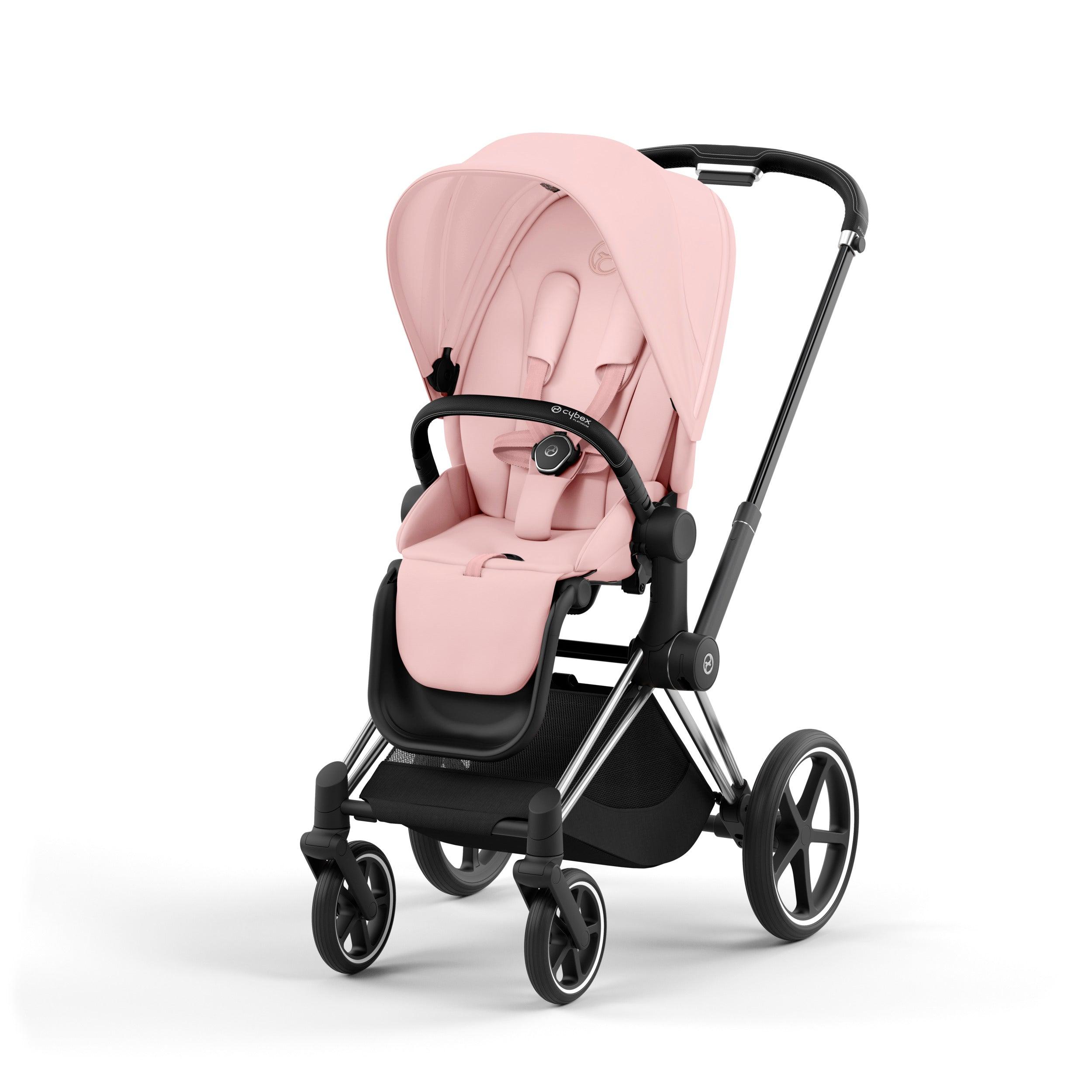 CYBEX Priam Baby Stroller in Peach Pink & Chrome Black frame