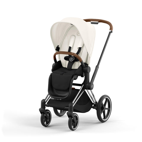 CYBEX Priam Baby Stroller in Offwhite & Chrome Brown frame