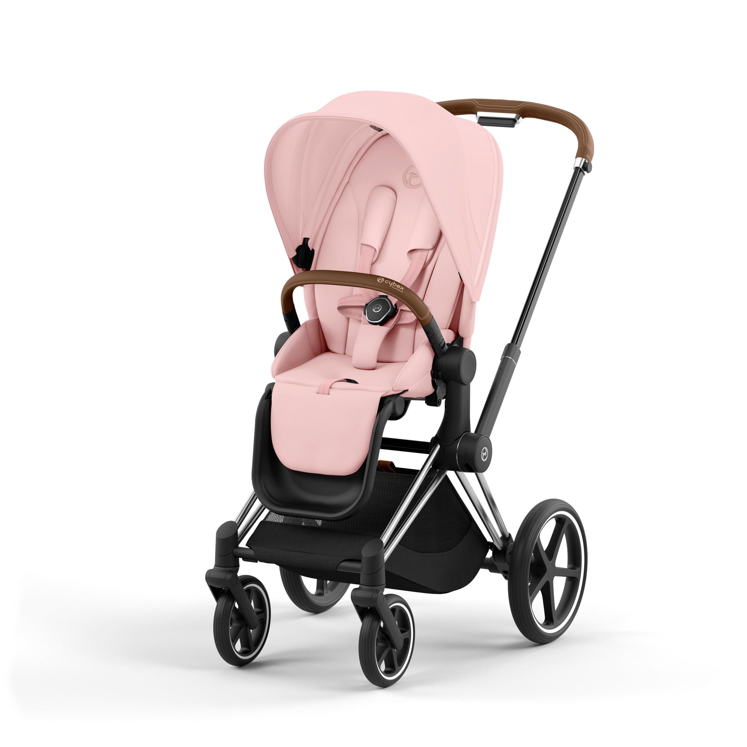CYBEX Priam Baby Stroller in Peach Pink & Chrome Brown frame