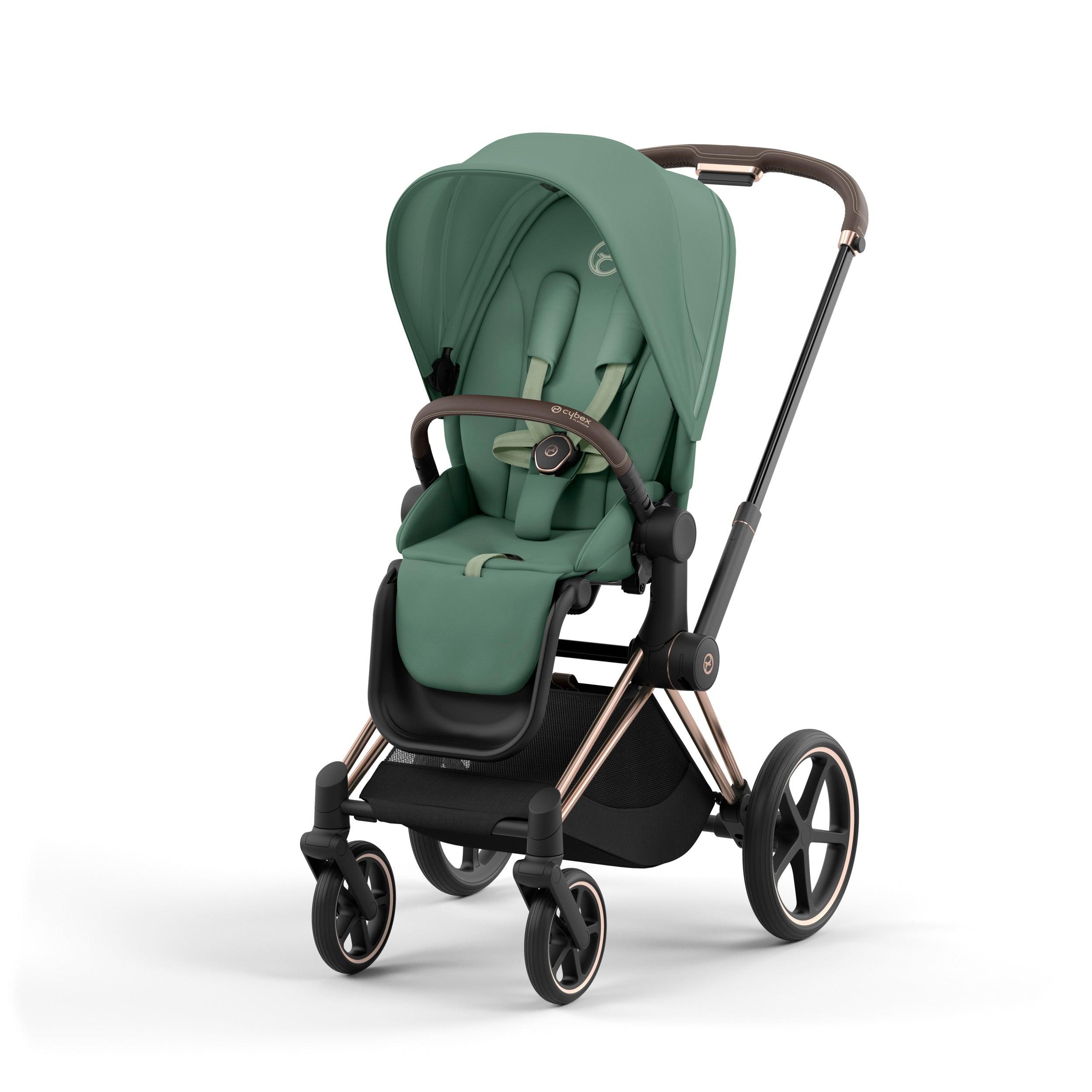 CYBEX Priam Baby Stroller in Leaf Green & Rosegold Frame