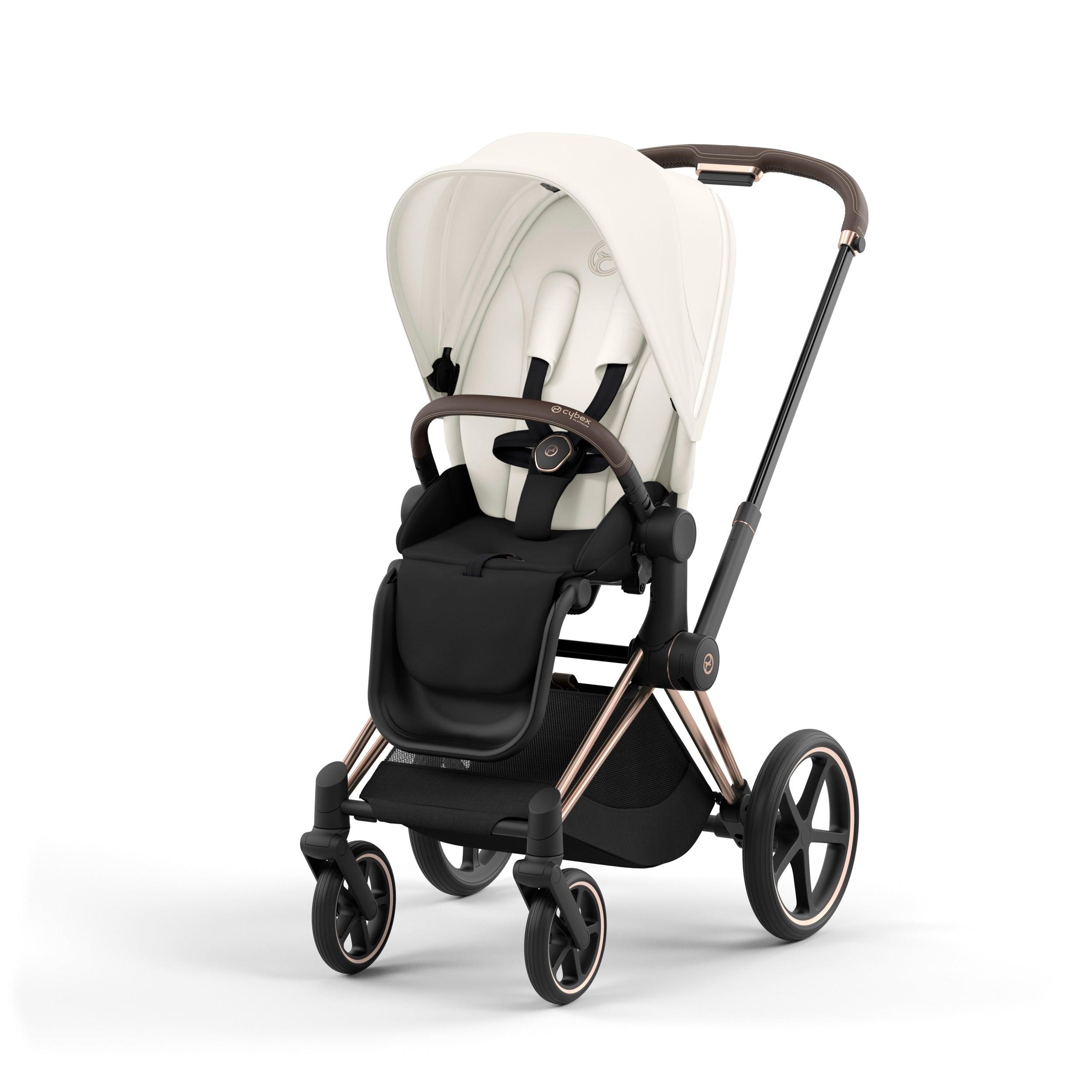 CYBEX Priam Baby Stroller in Offwhite & Rosegold Frame
