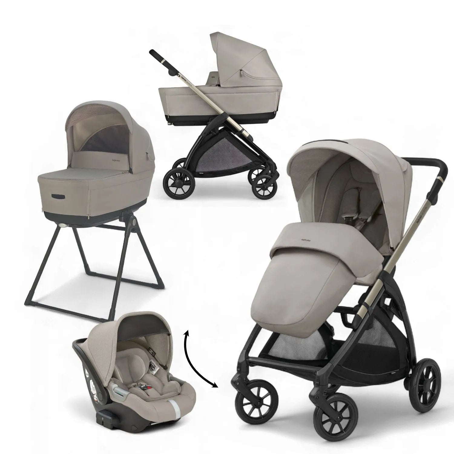 Inglesina Electa Quattro, Complete Stroller System with Darwin Recline Car Seat
