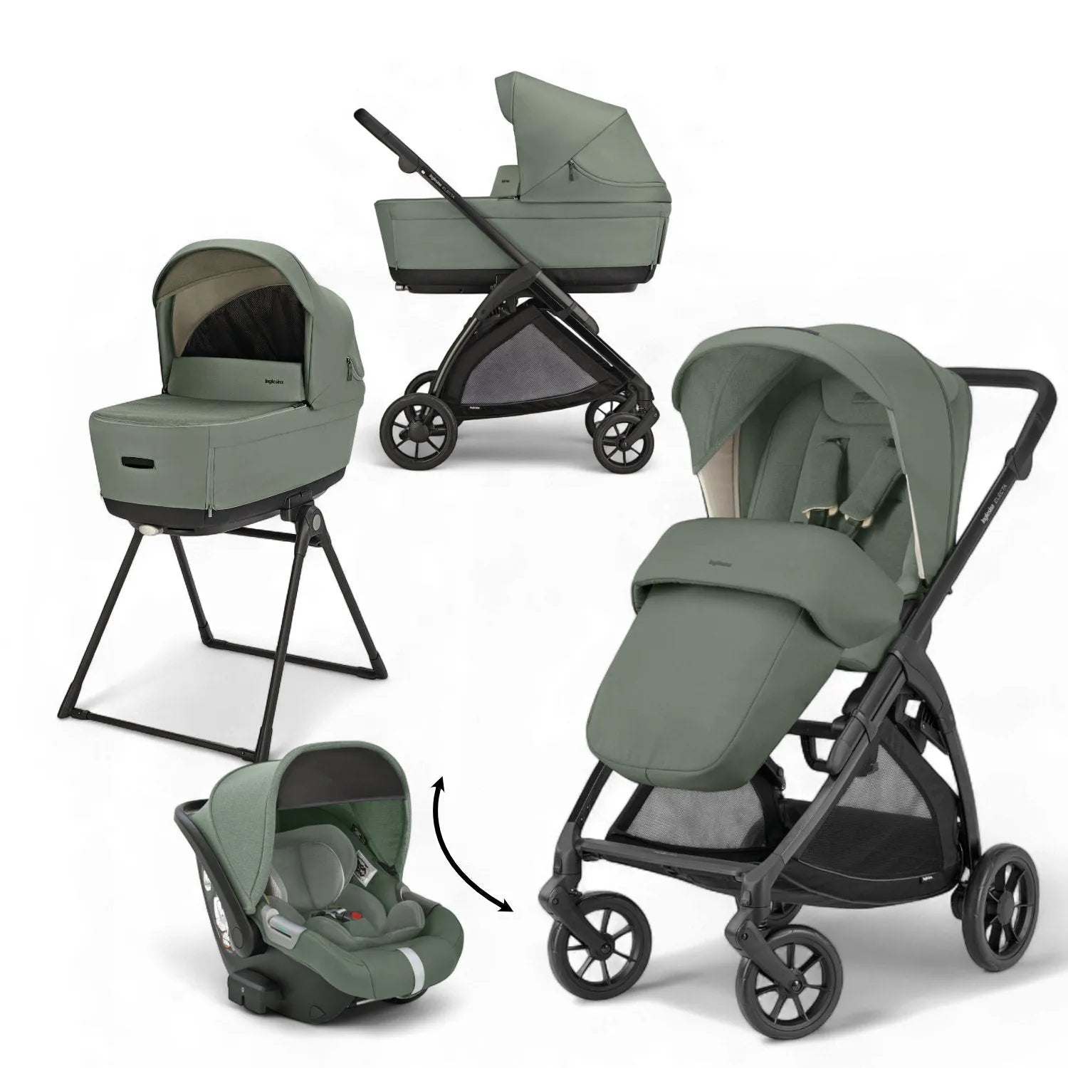 Inglesina Electa Quattro, Complete Stroller System with Darwin Recline Car Seat