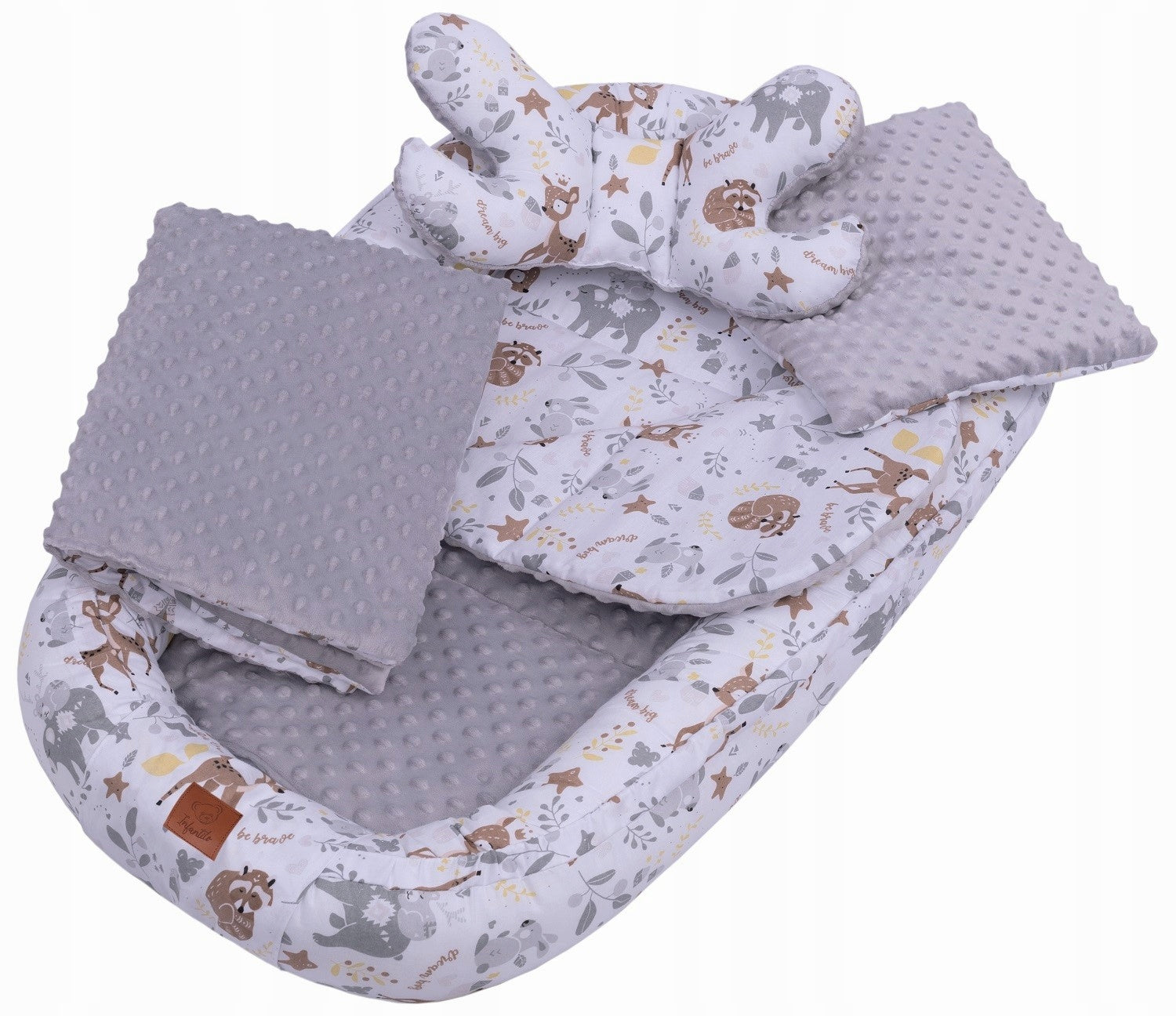 Infantilo Baby Cocoon 6 in 1 Nest Set Minky Blanket