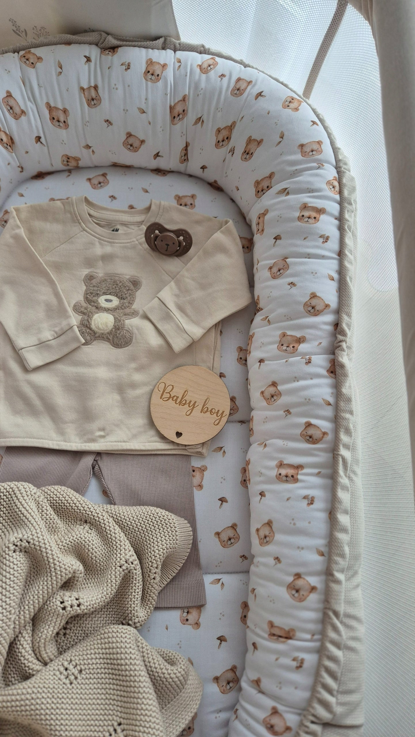 Infantilo Baby Cocoon Velvet and Cotton Satin Premium – Teddy Bear Beige